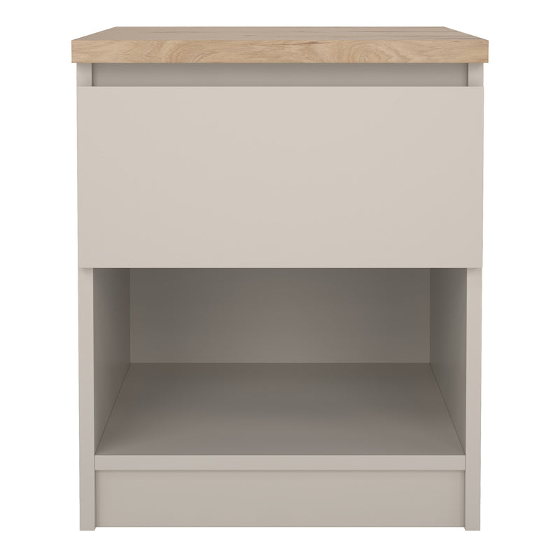 Naia Bedside 1 Drawer 1 Shelf in Cashmere Jackson Hickory — side angle