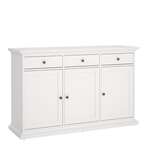 Paris Sideboard with 3 doors and 3 drawers in White — front view
