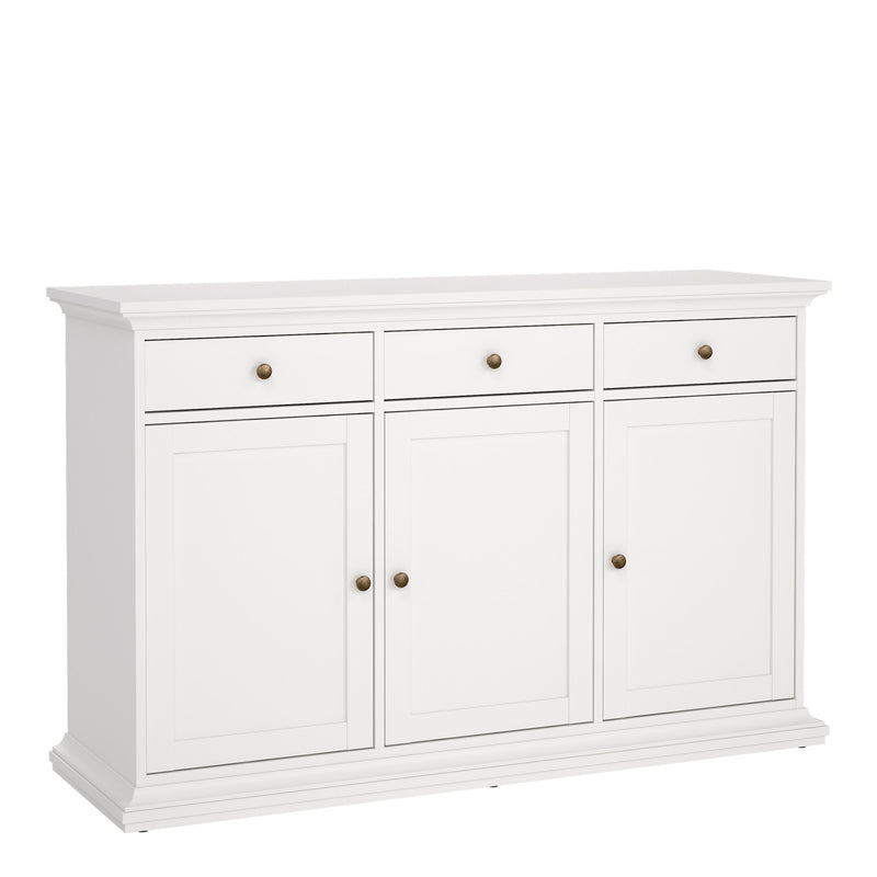 Paris Sideboard with 3 doors and 3 drawers in White — front view