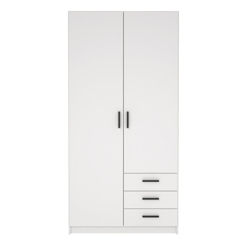 Sprint White Wardrobe with 2 Doors & 3 Drawers