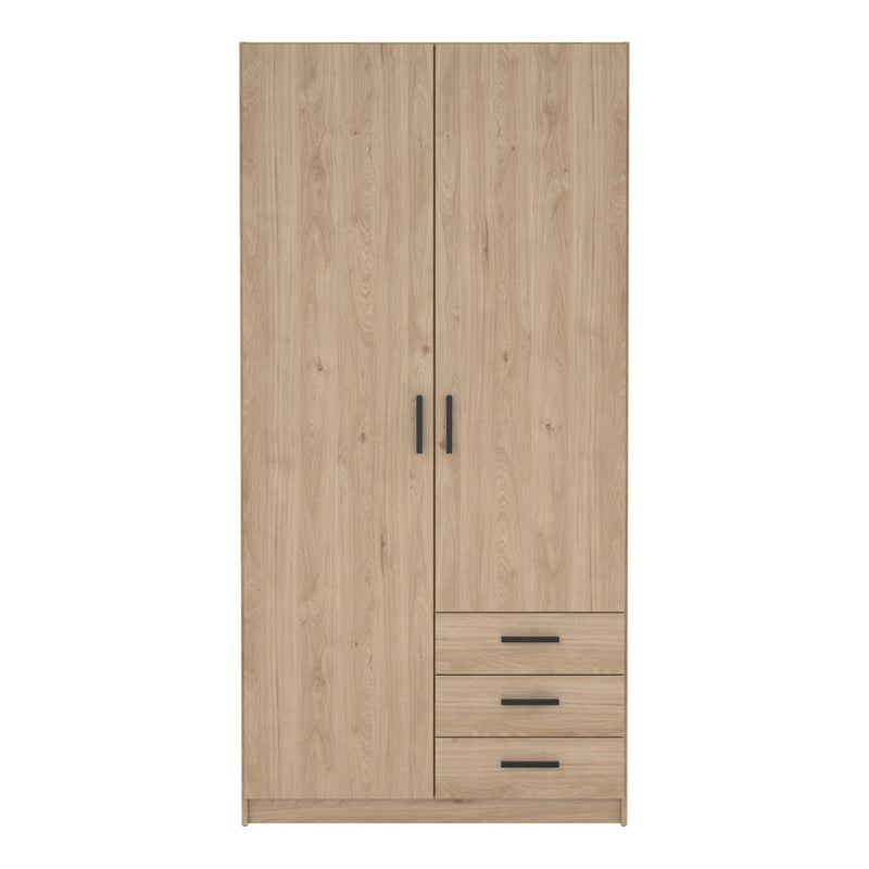 Sprint Wardrobe with 2 Doors + 3 Drawers in Jackson Hickory