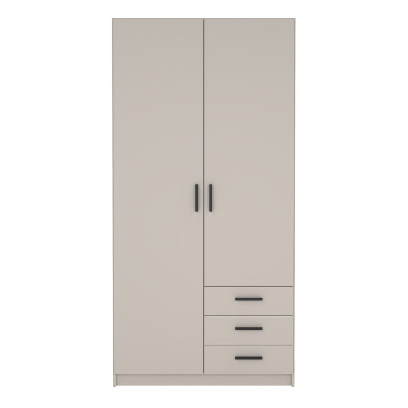 Sprint Wardrobe with 2 Doors + 3 Drawers in Cashmere