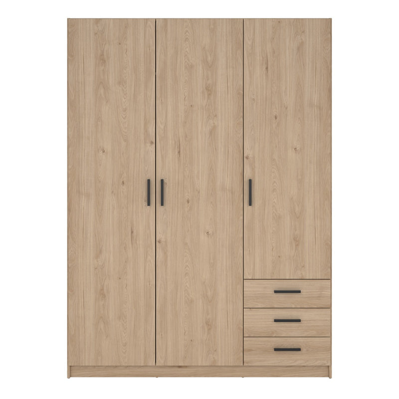 Sprint Wardrobe with 3 Doors + 3 Drawers in Jackson Hickory