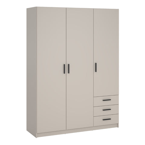 Sprint Wardrobe with 3 Doors + 3 Drawers in Cashmere