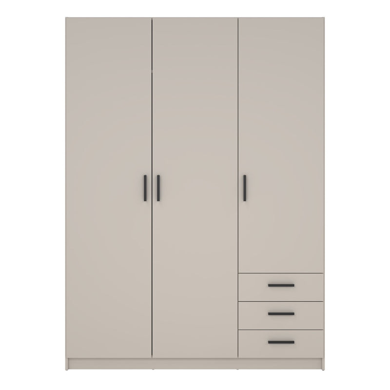 Sprint Wardrobe with 3 Doors + 3 Drawers in Cashmere