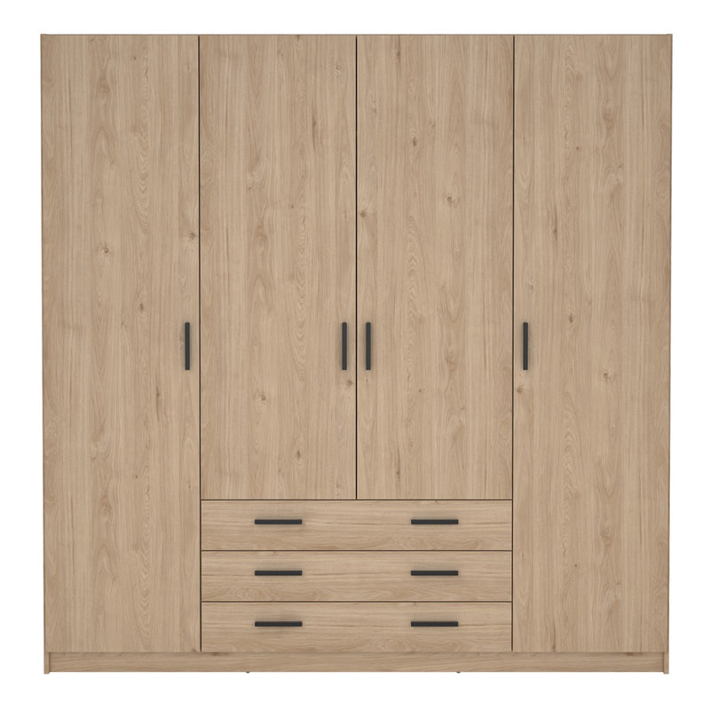 Sprint Wardrobe with 4 Doors + 3 Drawers in Jackson Hickory