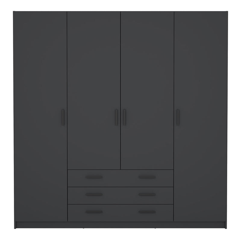 Sprint Wardrobe with 4 Doors + 3 Drawers in Matt Grey