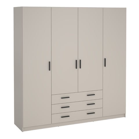 Sprint Wardrobe with 4 Doors + 3 Drawers in Cashmere