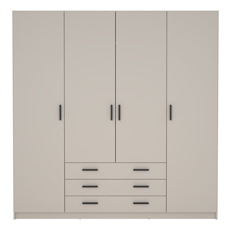 Sprint Wardrobe with 4 Doors + 3 Drawers in Cashmere