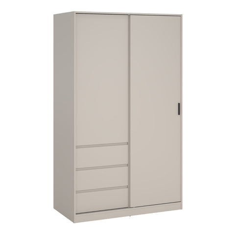 Naia Wardrobe with Sliding Door, Standard Door & 3 Drawers Cashmere