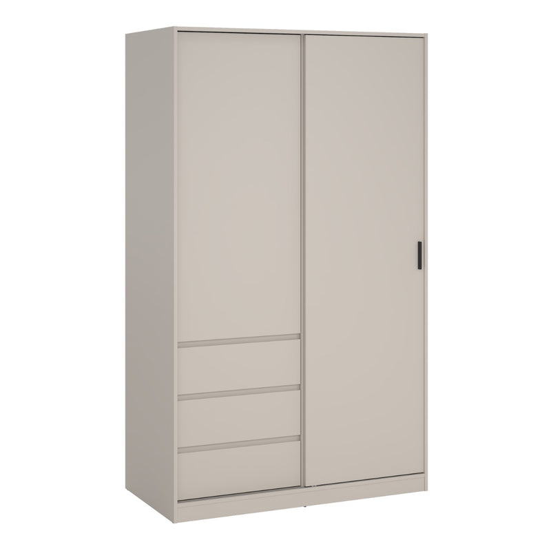 Naia Wardrobe with Sliding Door, Standard Door & 3 Drawers Cashmere