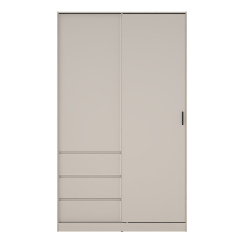 Naia Wardrobe with Sliding Door, Standard Door & 3 Drawers Cashmere