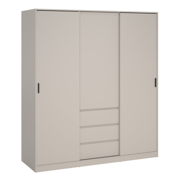 Naia Wardrobe with 2 Sliding Doors, 1 Door & 3 Drawers in Cashmere
