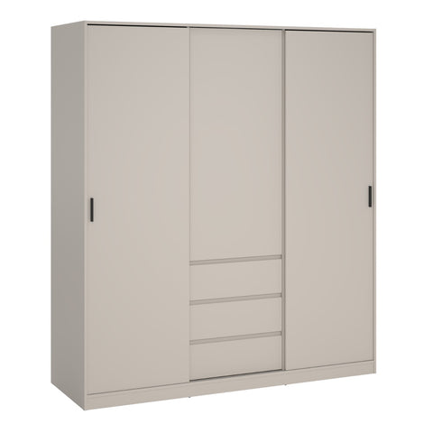 Naia Wardrobe with 2 Sliding Doors, 1 Door & 3 Drawers in Cashmere