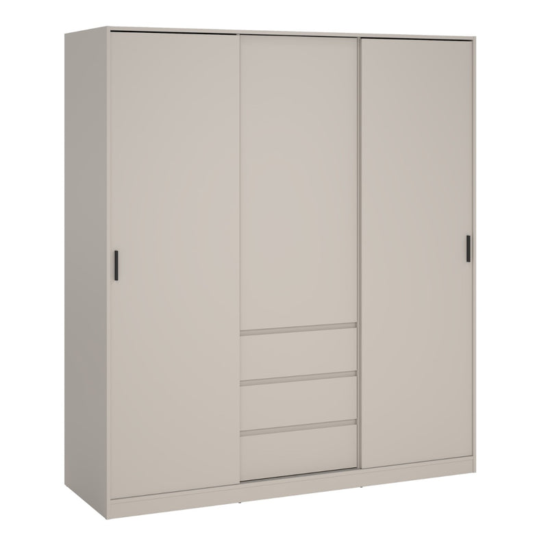 Naia Wardrobe with 2 Sliding Doors, 1 Door & 3 Drawers in Cashmere