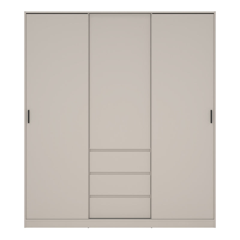 Naia Wardrobe with 2 Sliding Doors, 1 Door & 3 Drawers in Cashmere