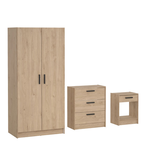 Escape Wardrobe, Chest and Nightstand Set in Jackson Hickory