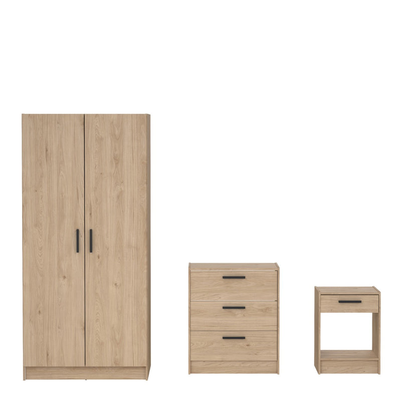 Escape Wardrobe, Chest and Nightstand Set in Jackson Hickory