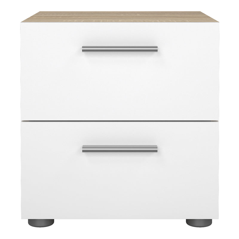 Pepe Bedside 2 Drawers in Oak with White High Gloss — side angle