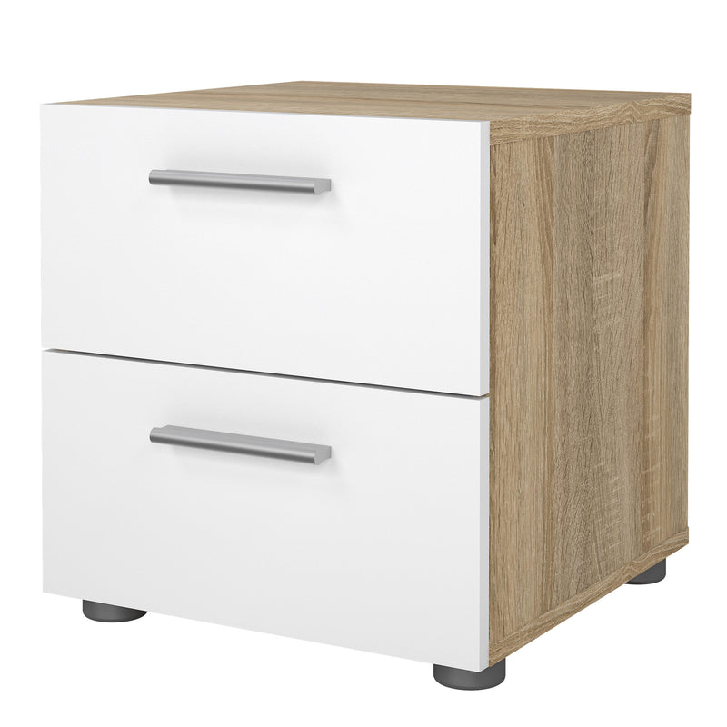 Pepe Bedside 2 Drawers in Oak with White High Gloss — detail view