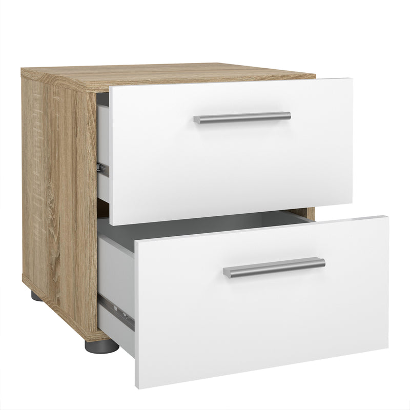 Pepe Bedside 2 Drawers in Oak with White High Gloss — alternative angle