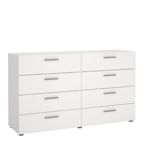 Pepe Wide Chest of 8 Drawers (4+4) in White — front view