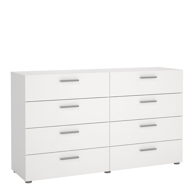 Pepe Wide Chest of 8 Drawers (4+4) in White — front view