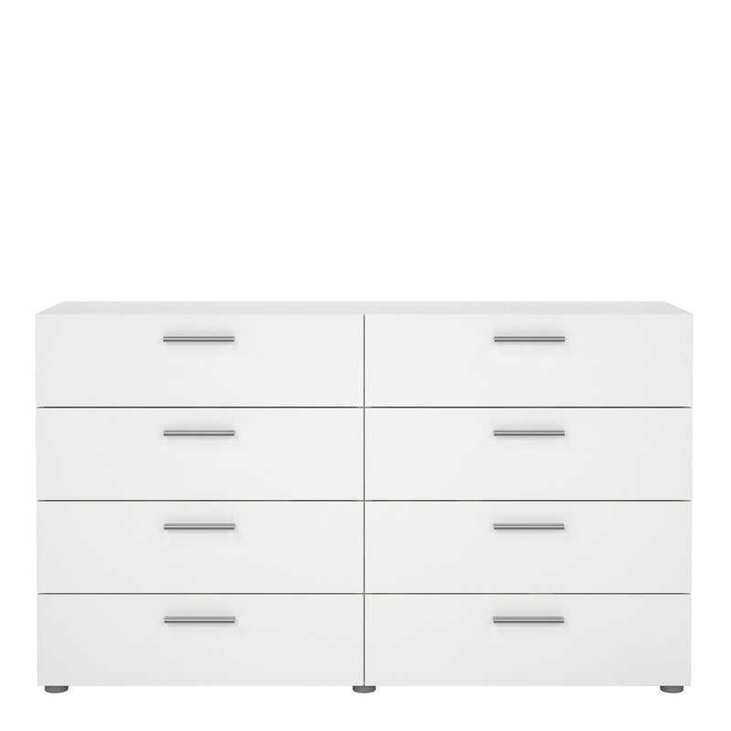 Pepe Wide Chest of 8 Drawers (4+4) in White — side angle