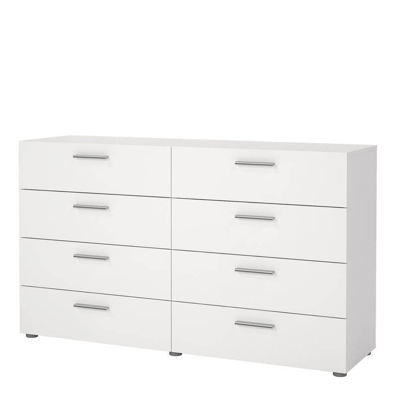 Pepe Wide Chest of 8 Drawers (4+4) in White — detail view
