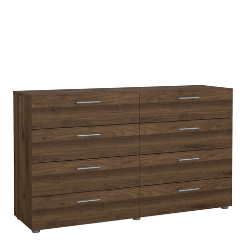 Pepe Wide Chest of 8 Drawers (4+4) in Walnut — front view