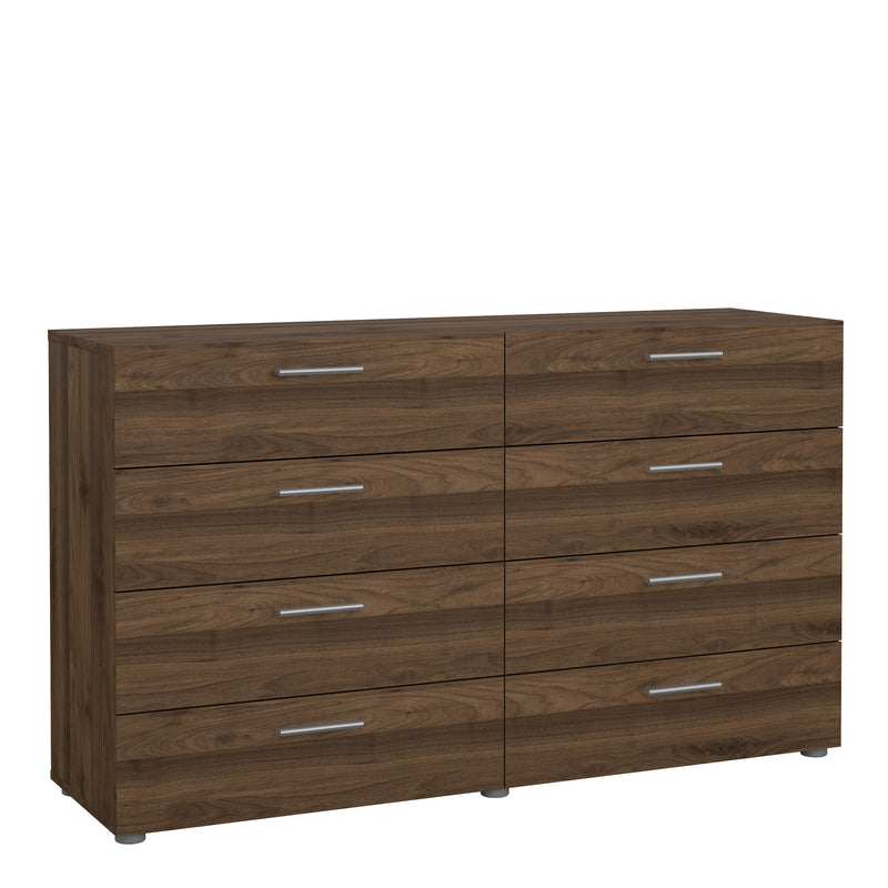Pepe Wide Chest of 8 Drawers (4+4) in Walnut — front view