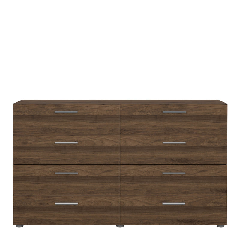Pepe Wide Chest of 8 Drawers (4+4) in Walnut — side angle
