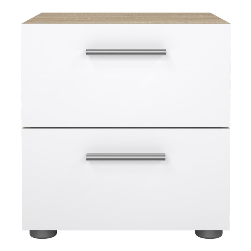 Pepe Bedside 2 Drawers in Oak structure/White High Gloss — side angle