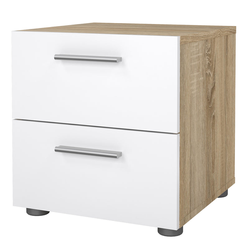 Pepe Bedside 2 Drawers in Oak structure/White High Gloss — detail view