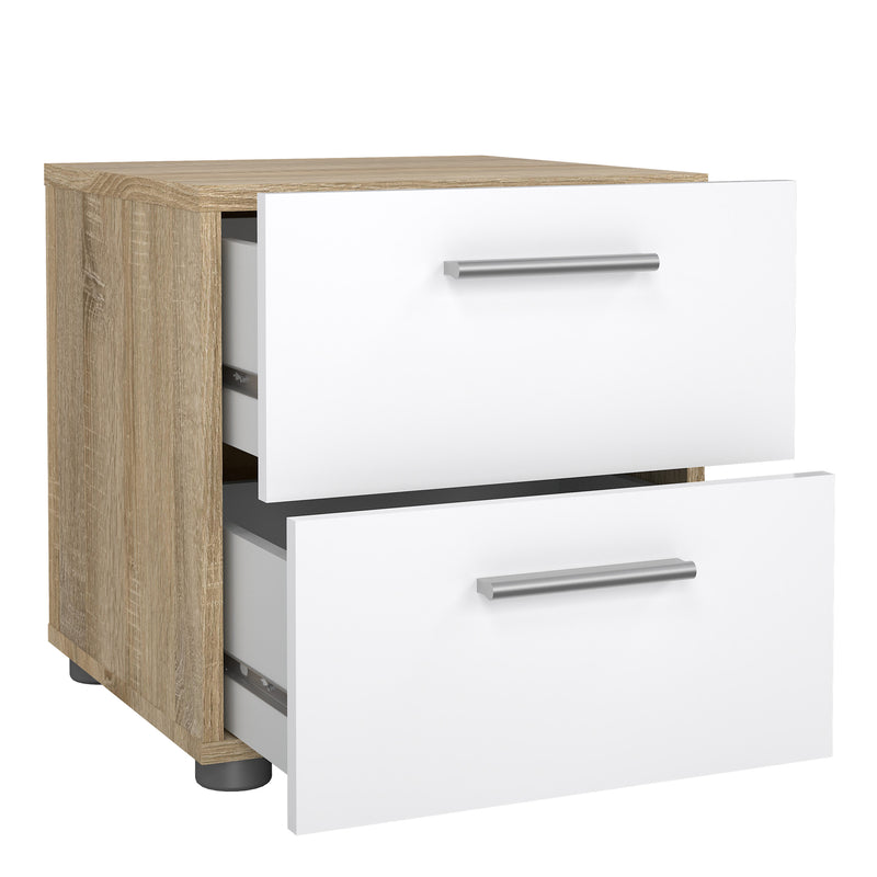 Pepe Bedside 2 Drawers in Oak structure/White High Gloss — alternative angle