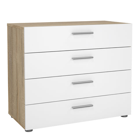 Pepe Chest of 4 Drawers in Oak with White High Gloss — front view
