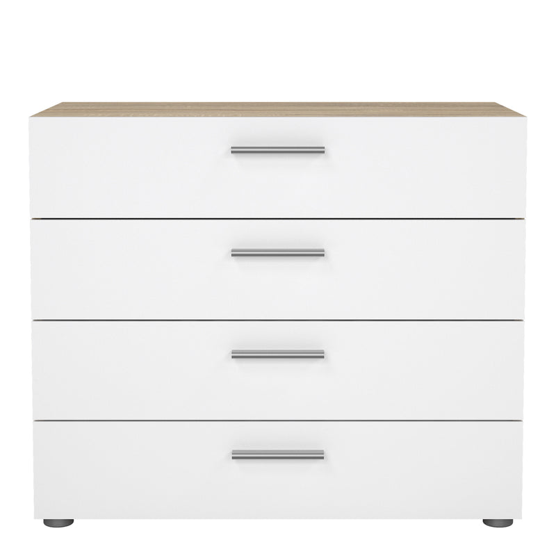 Pepe Chest of 4 Drawers in Oak with White High Gloss — side angle