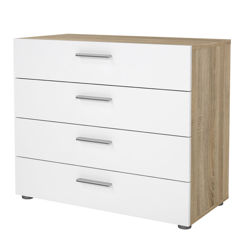 Pepe Chest of 4 Drawers in Oak with White High Gloss — detail view
