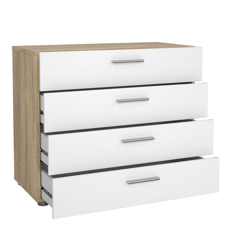 Pepe Chest of 4 Drawers in Oak with White High Gloss — alternative angle