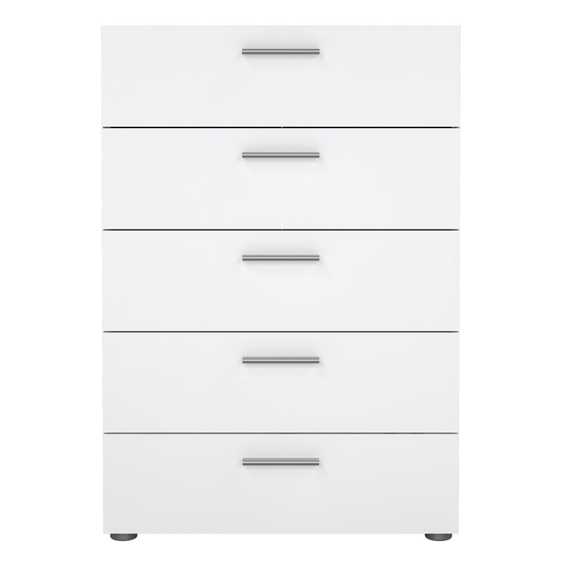 Pepe Chest of 5 Drawers in Oak with White High Gloss — side angle