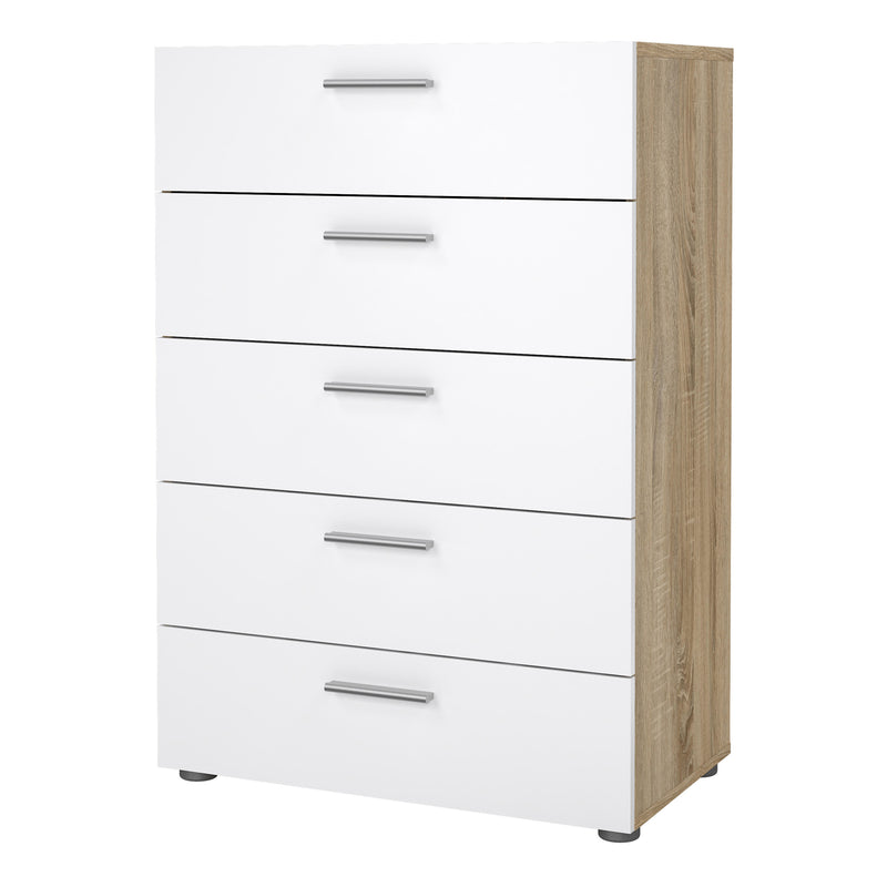 Pepe Chest of 5 Drawers in Oak with White High Gloss — detail view