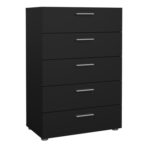 Pepe Chest of 5 Drawers in Black — front view