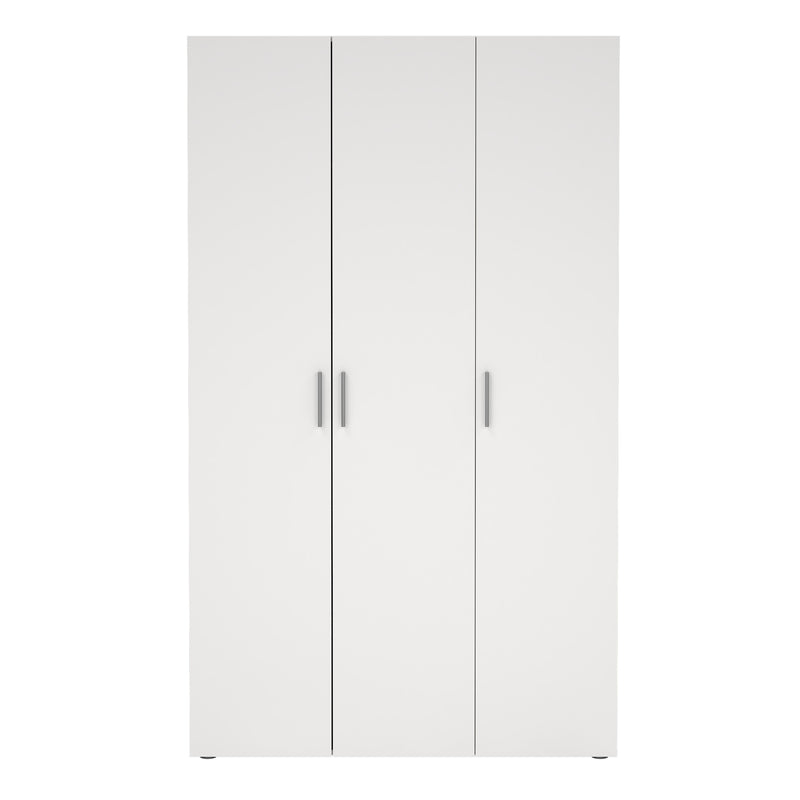 Pepe Wardrobe with 3 Doors in White — side angle