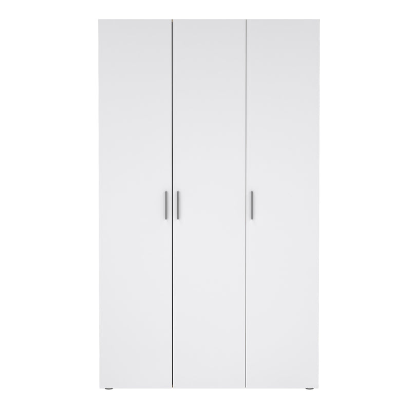 Pepe Wardrobe with 3 Doors in Oak with White High Gloss — side angle