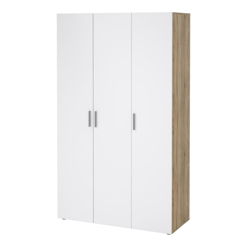 Pepe Wardrobe with 3 Doors in Oak with White High Gloss — detail view