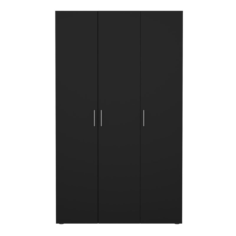 Pepe Wardrobe with 3 Doors in Black — side angle
