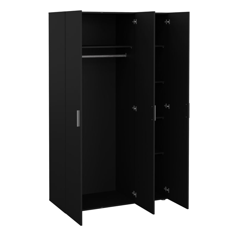 Pepe Wardrobe with 3 Doors in Black — alternative angle