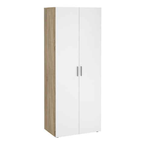 Pepe Wardrobe with 2 Doors in Oak with White High Gloss — front view