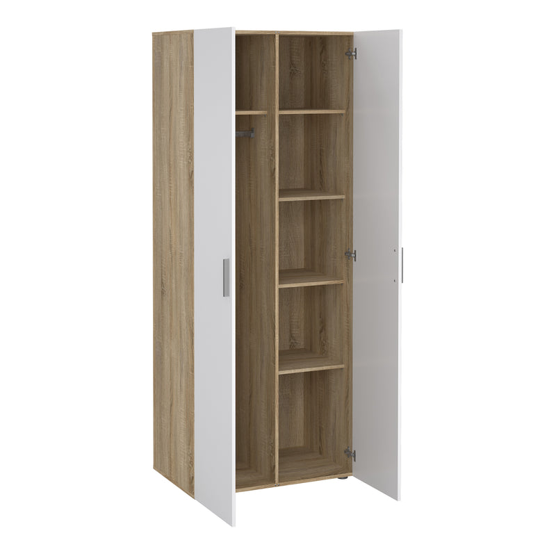 Pepe Wardrobe with 2 Doors in Oak with White High Gloss — alternative angle