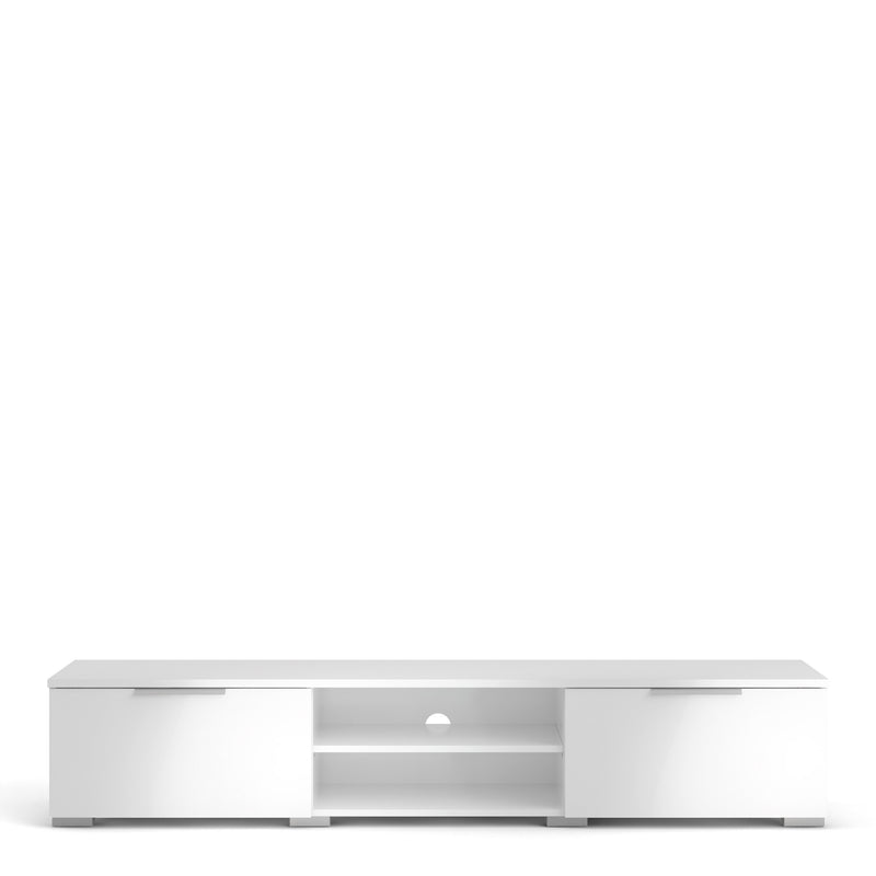 Match TV Unit 2 Drawers 2 Shelf in White High Gloss — side angle